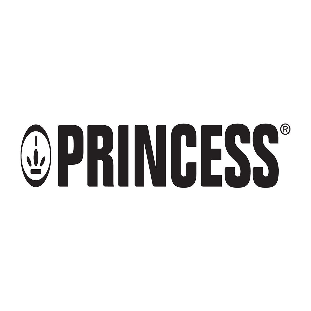 Princess-merklogo in zwarte tekst met een gestileerd embleem aan de linkerkant.