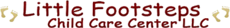 The logo for little footsteps child care center llc
