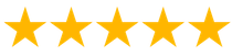 five yellow stars are lined up in a row on a white background .