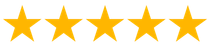 five yellow stars are lined up in a row on a white background .
