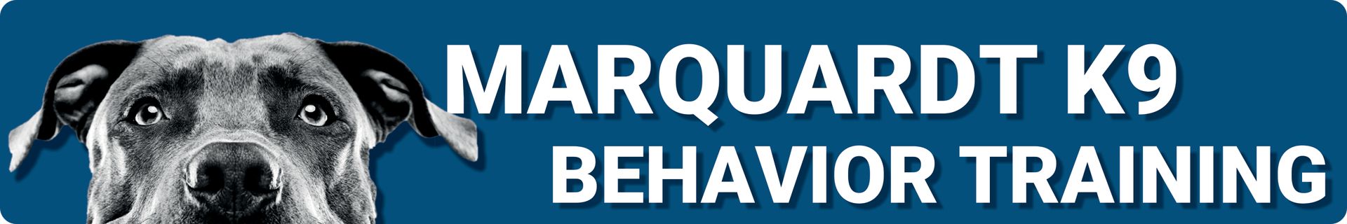 A blue sign that says marquardt k9 behavior training