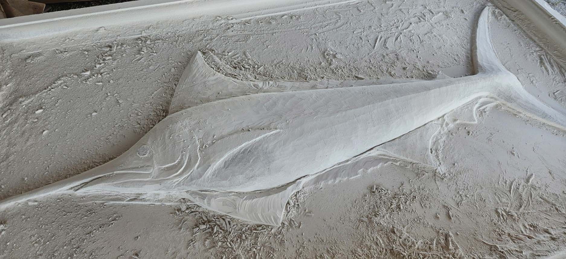 Atlantic Blue Marlin carved limestone sculpture