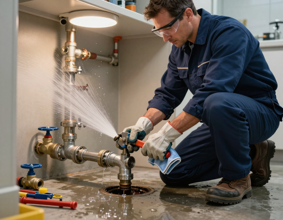 Plumber repairing a burst pipe in Golden Grove