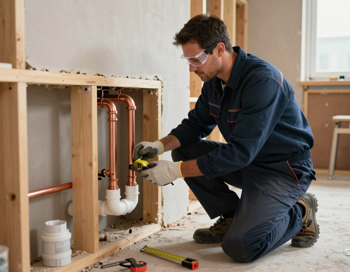 Plumber working on a new build renovation in Golden Grove