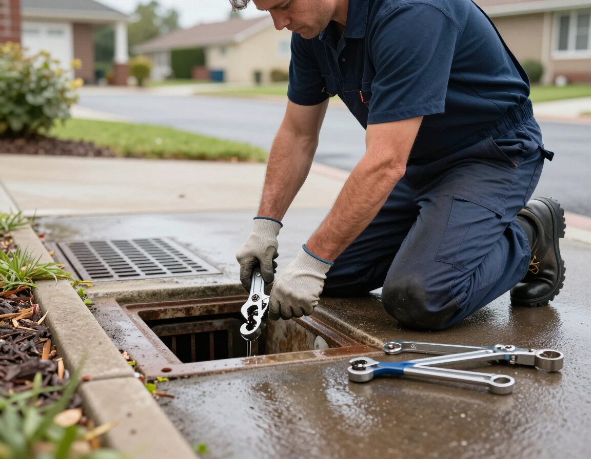 Plumber carrying out stormwater services in Golden Grove