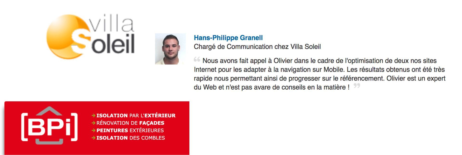 Une publicité pour la villa soleil avec une photo d'un homme