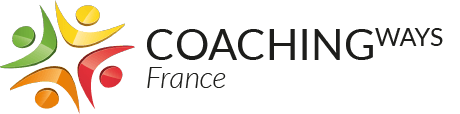 Logo COACHINGWAYS France avec des figures de feuilles abstraites colorées et du texte noir