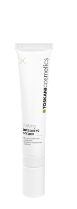 Weiße Tube von TOSKANICOSMETICS mit grünen Akzenten auf schlichtem weißen Hintergrund