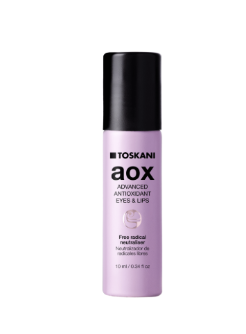 Toskani AOX Hautpflege-Geschenkset im schwarzen Beutel mit violetten Antioxidantien-Seren und Sonderpreisetikett