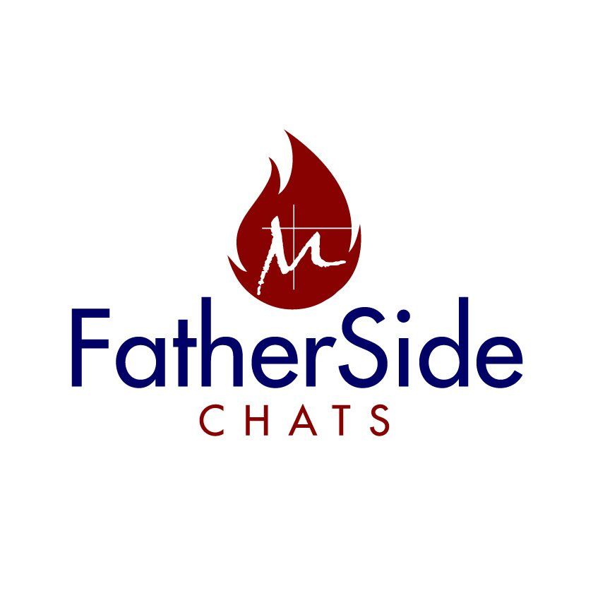 Logo for FatherSide Chats, a Christian media outlet. A red flame with a cross and