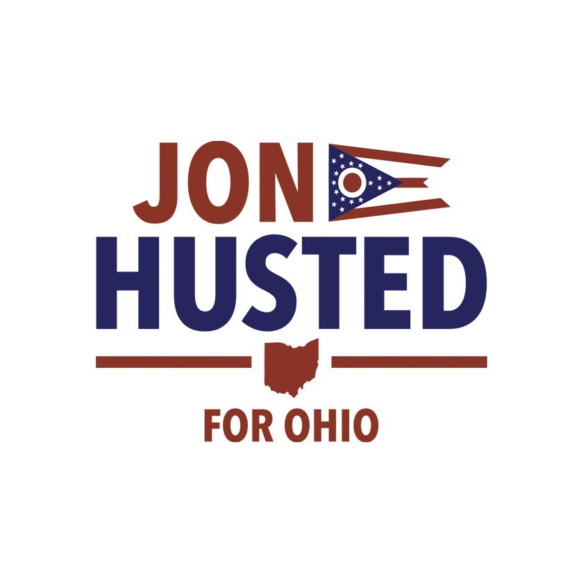 Jon Husted campaign logo with the Ohio flag, state outline, and