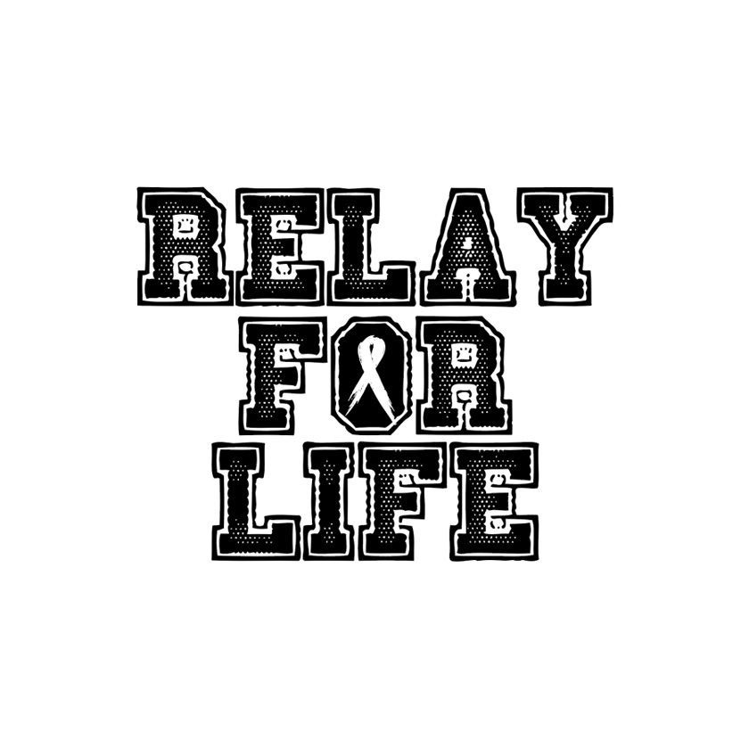 Relay For Life logo with distressed text and a ribbon symbol.