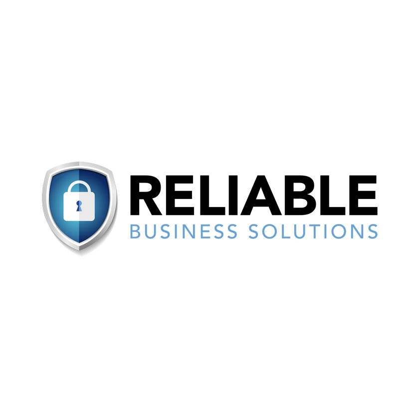 Shield logo with a padlock, next to