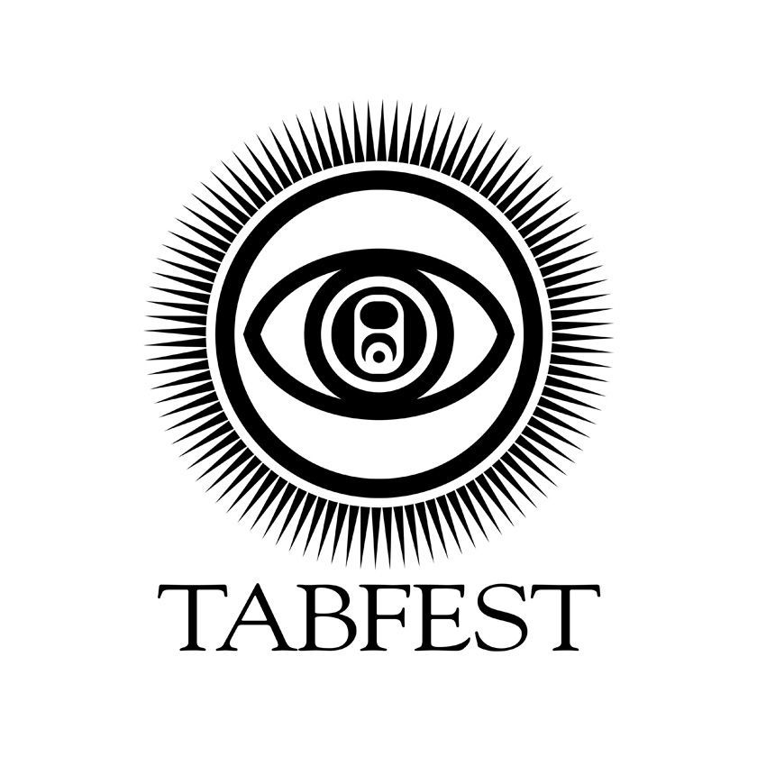Logo with an eye containing a can tab, encircled by a sunburst, with the word