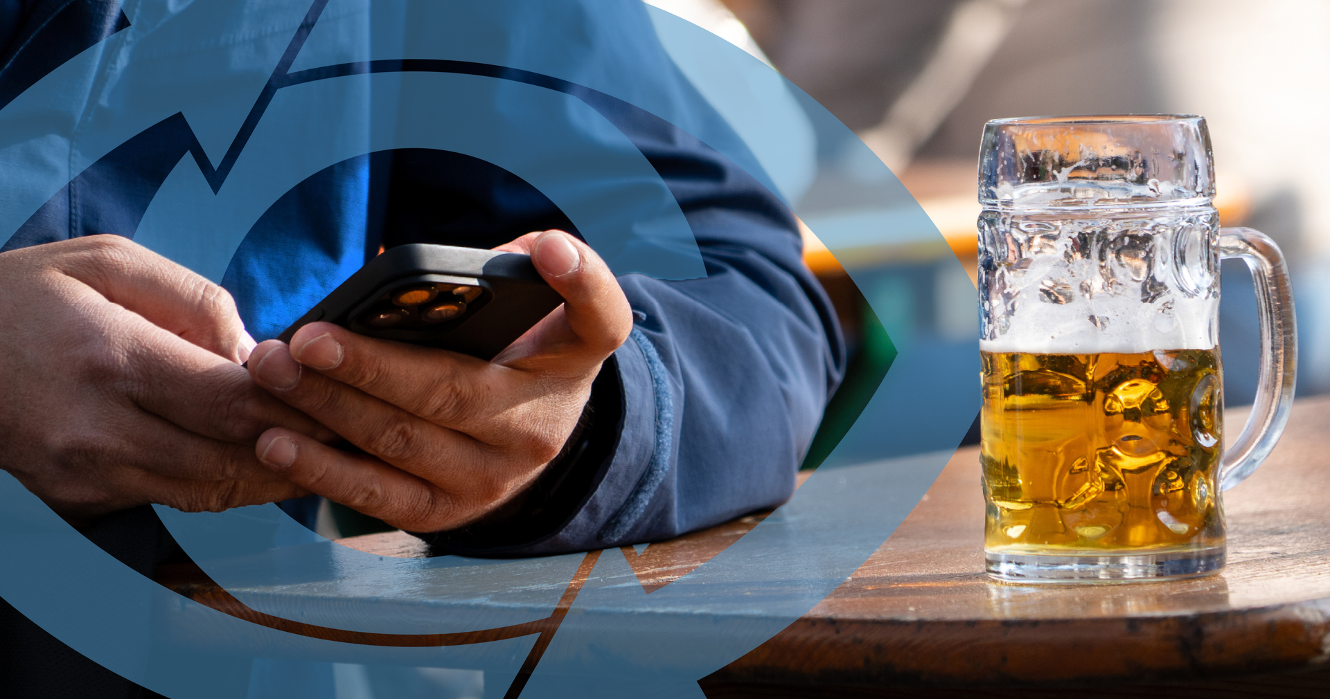 Person visiting website on phone, Oktoberfest themed