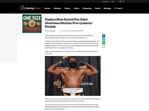 Boxing Scene - Stephan Shaw Scored One-Sided Unanimous Decision Over Lyubomyr Pinchuk