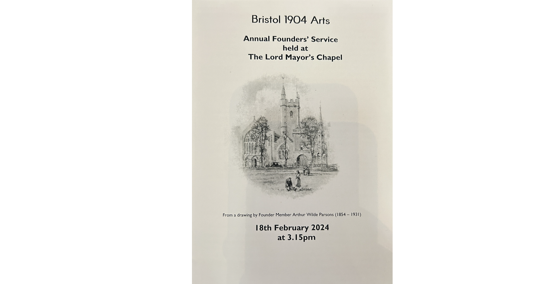 Bristol 1904 Arts - Annual Founder Service booklet front cover