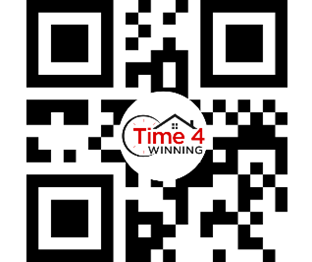 A qr code that says time 4 winning on it A qr code that says time 4 winning on it