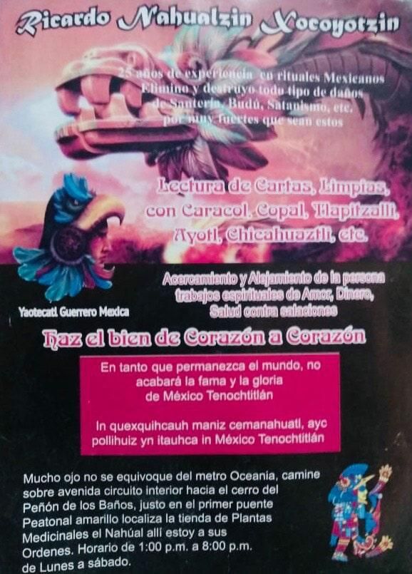 Un cartel que dice Ricardo Nahualzin