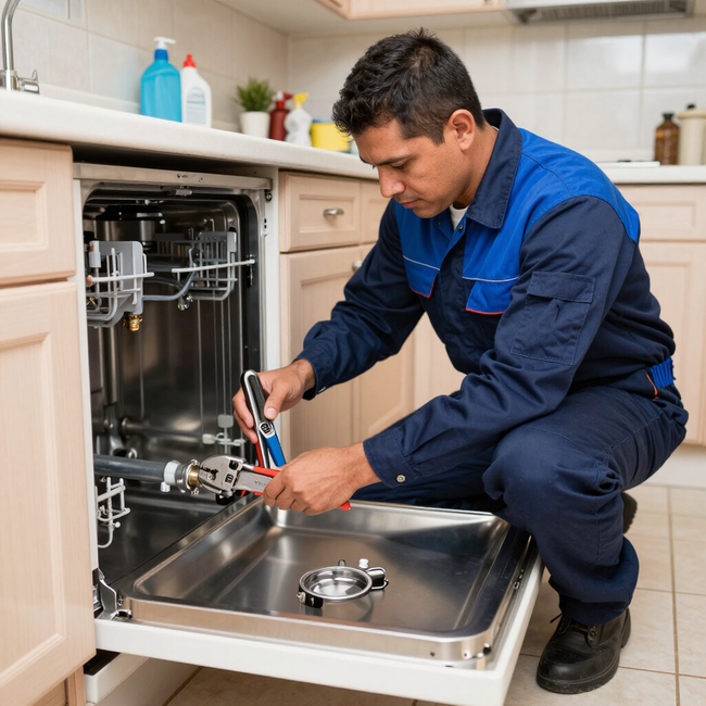 Técnico de plomería atendiendo una instalación en Bucaramanga