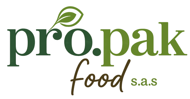 Logo ProPak Food SAS in verde e marrone con una foglia sopra la 