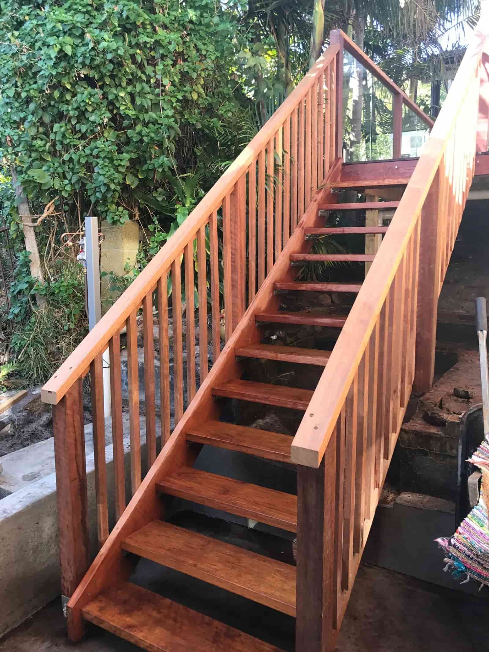 Wooden Staircase Leading Up to a Deck — Keystone Property Solutions In Maitland, NSW