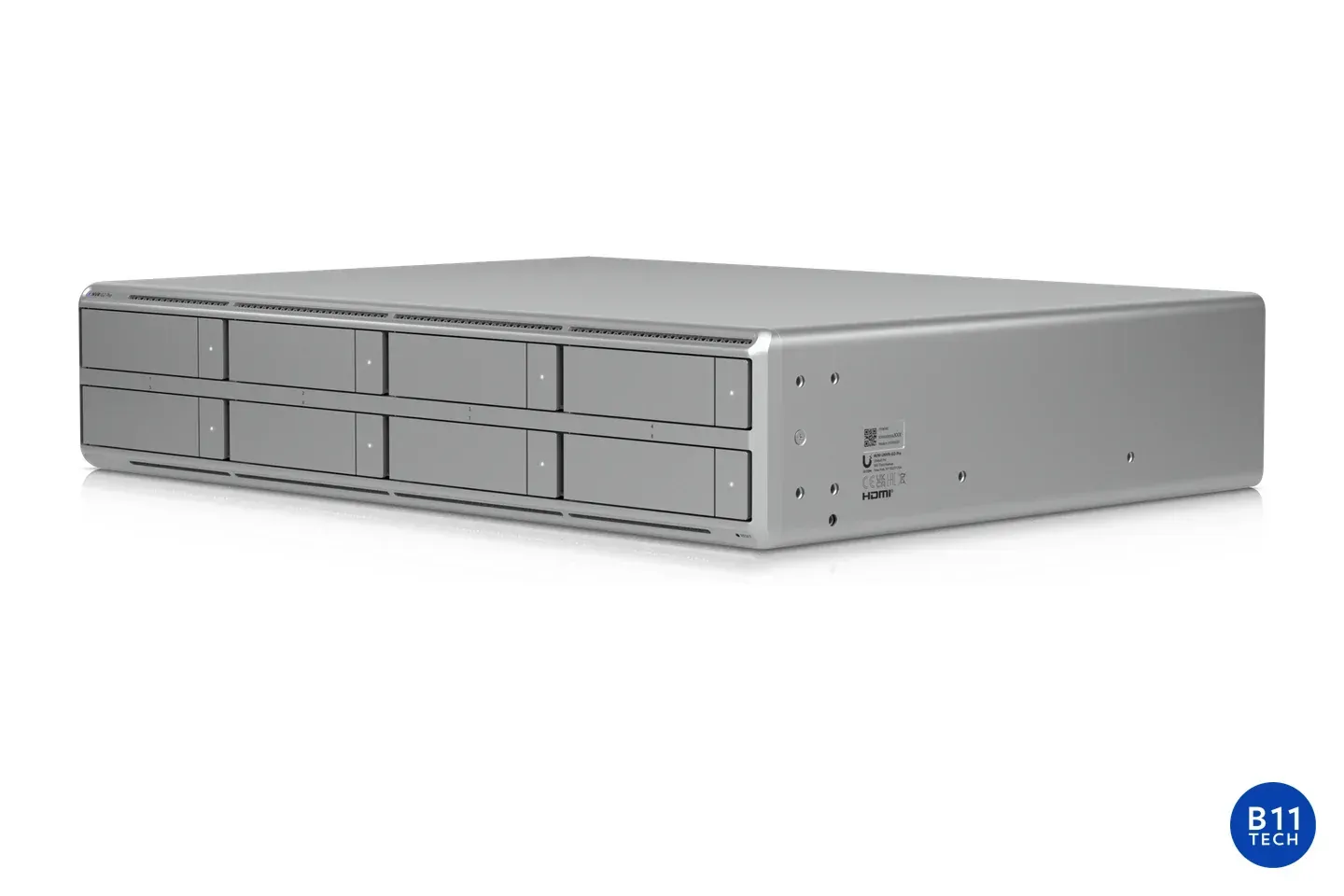Ubiquiti UNVR G2 Pro recorder, shown for local security-camera storage planning, with a small B11 Tech watermark.