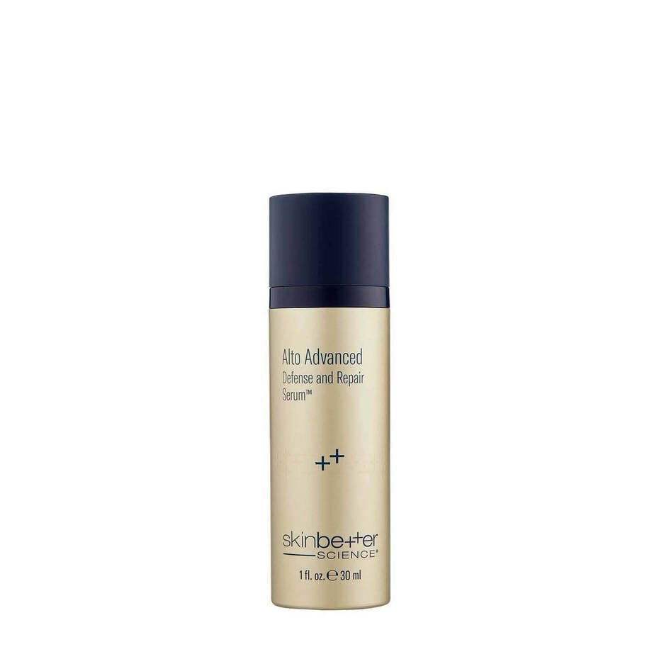 A bottle of alto advanced collagen and repair serum on a white background.