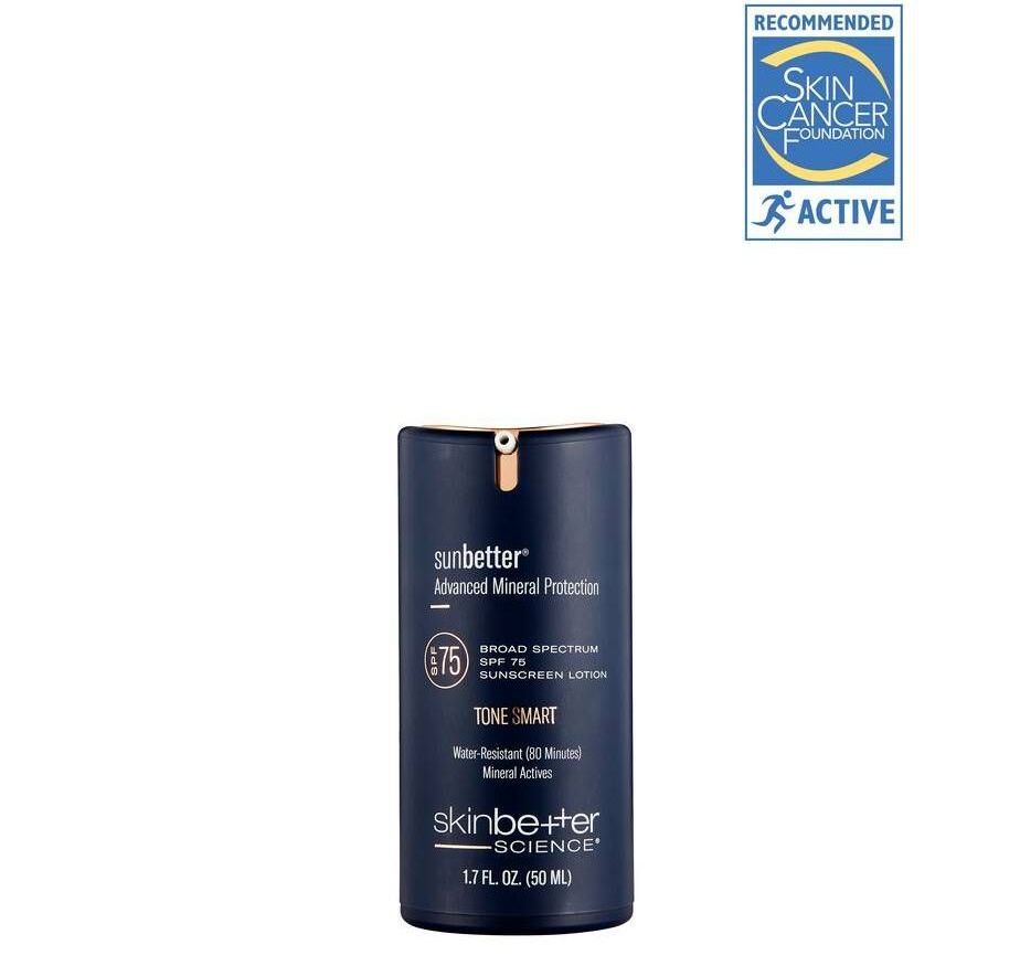 A bottle of skin better sunscreen is recommended by the skin cancer foundation