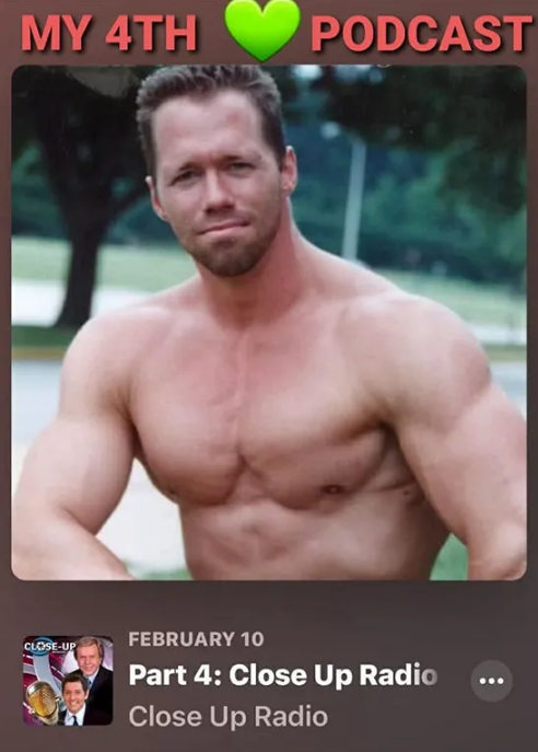 A picture of a shirtless man is titled my 4th podcast