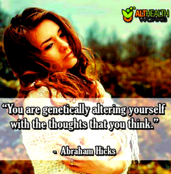 A picture of a woman with a quote from abraham hicks