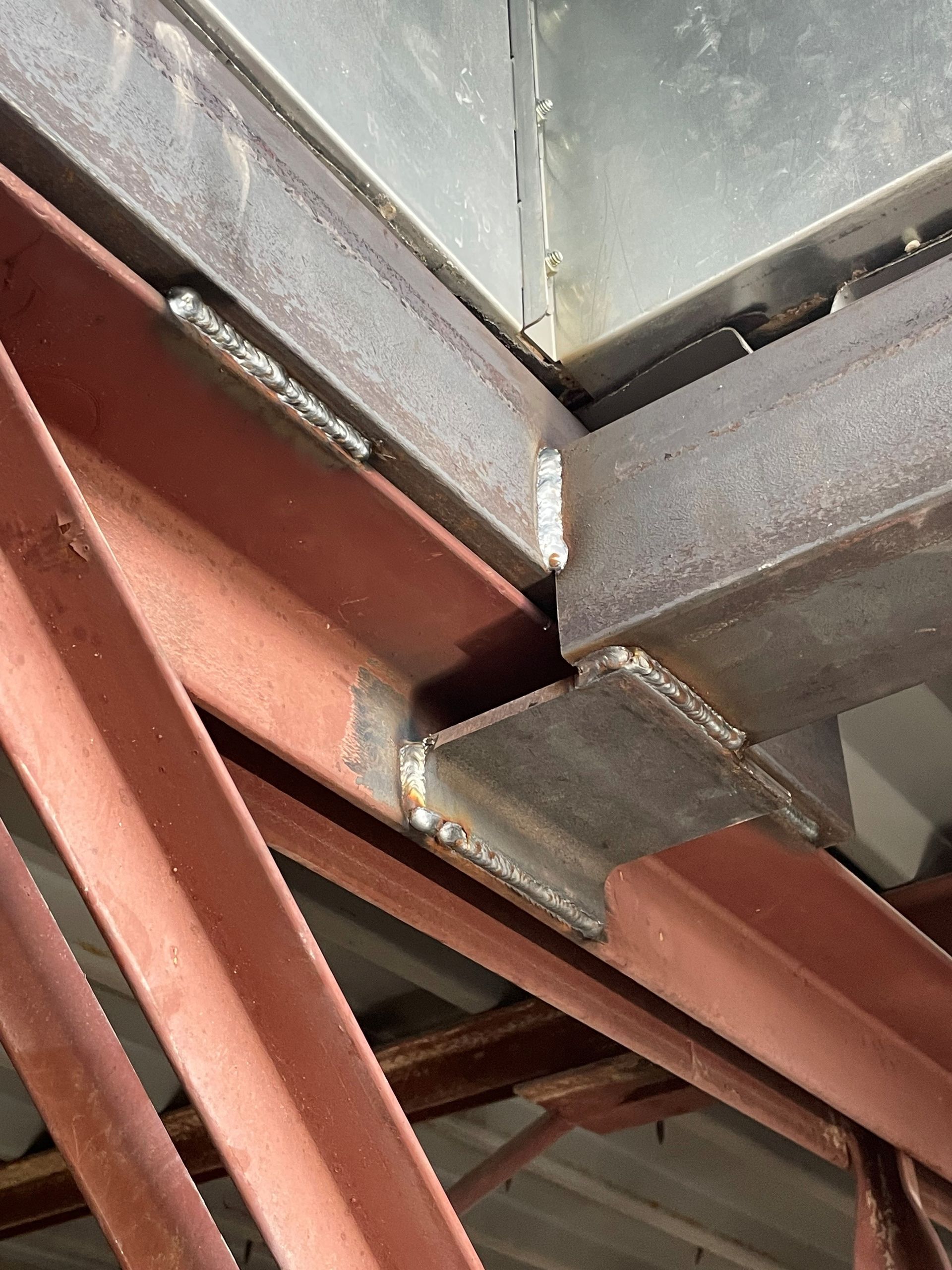 A close up of a metal structure in a building
