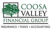 The logo for coosa valley financial group shows a tree in a square.