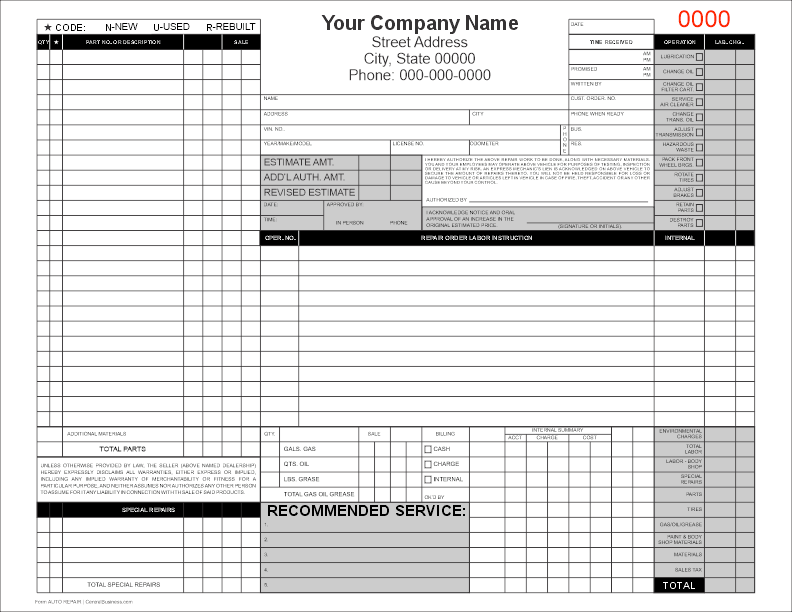 Auto Repair Template