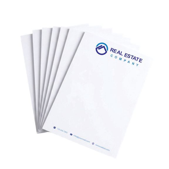 Custom branded notepads with real estate company logo