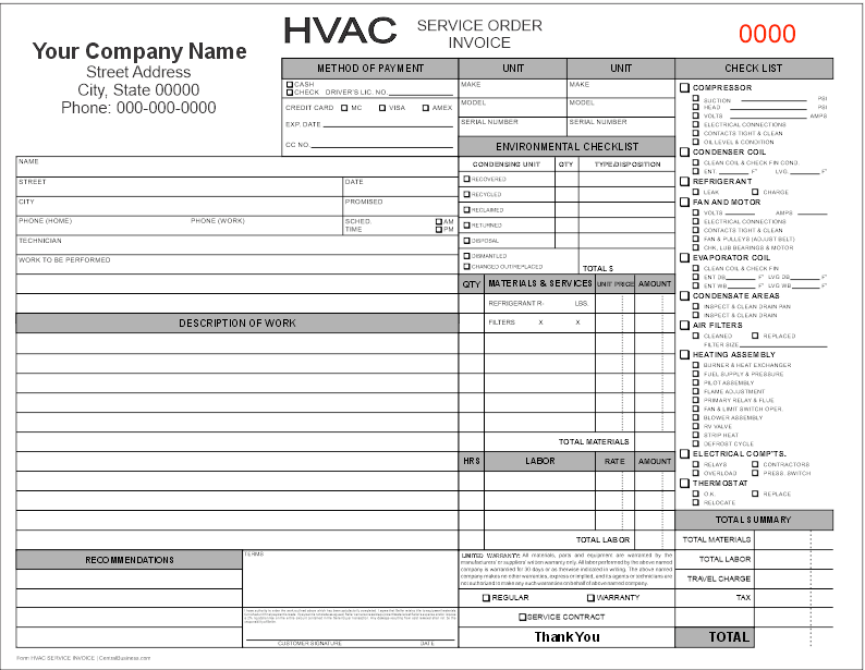 HVAC Invoice Template