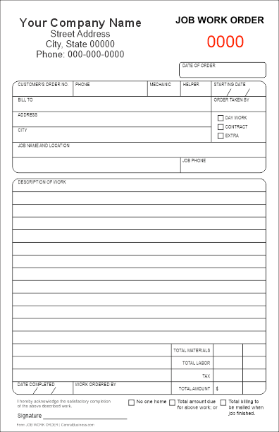 Work Order Template