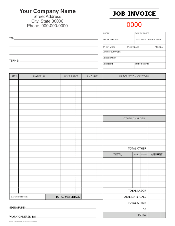 Job Invoice Template
