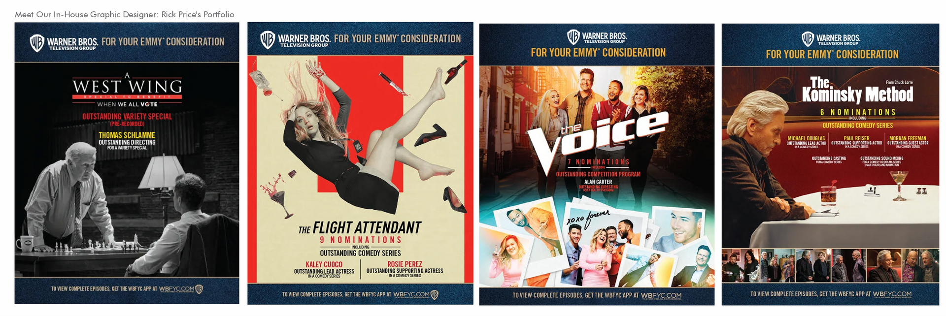 Emmy consideration mailers for The Flight Attendant and The Voice TV shows