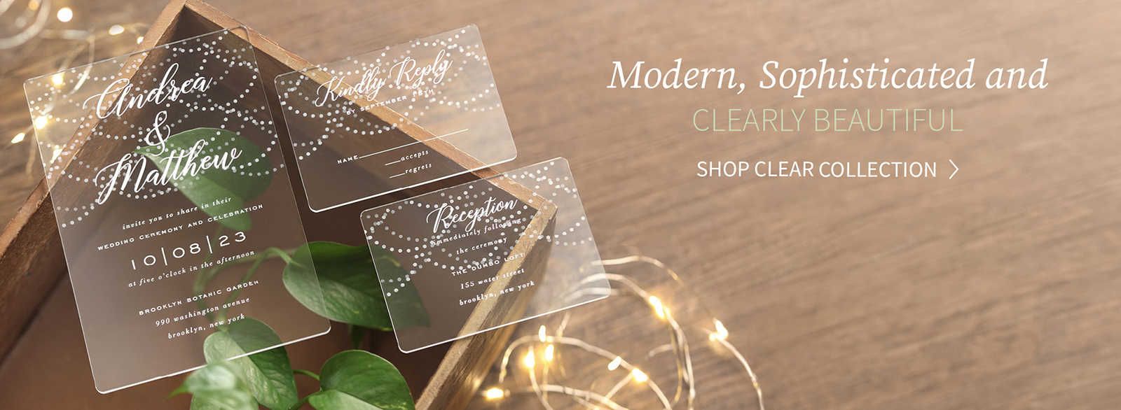 Modern clear acrylic business cards with elegant design