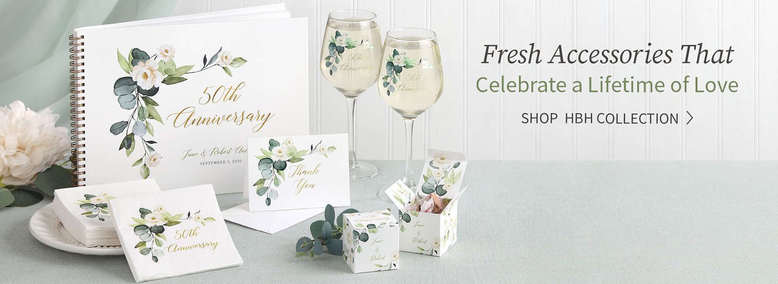 50th anniversary celebration stationery set with floral accents
