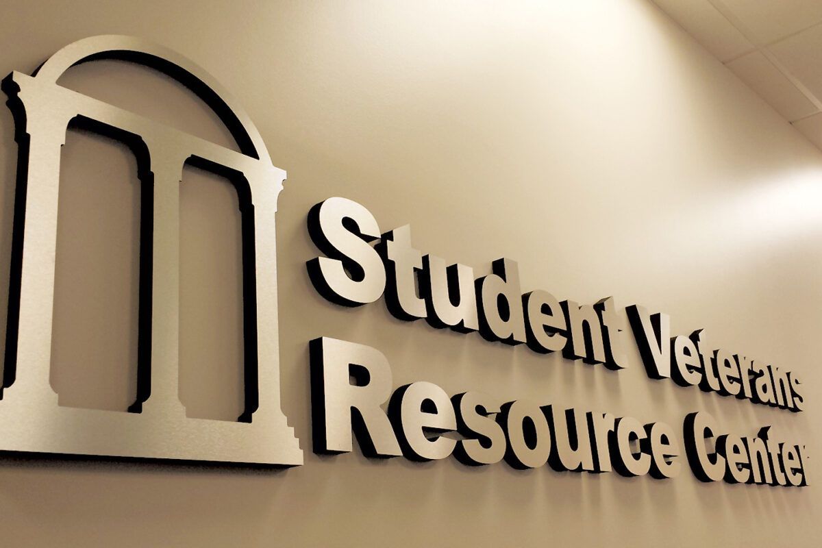Dimensional interior sign for Student Veterans Resource Center