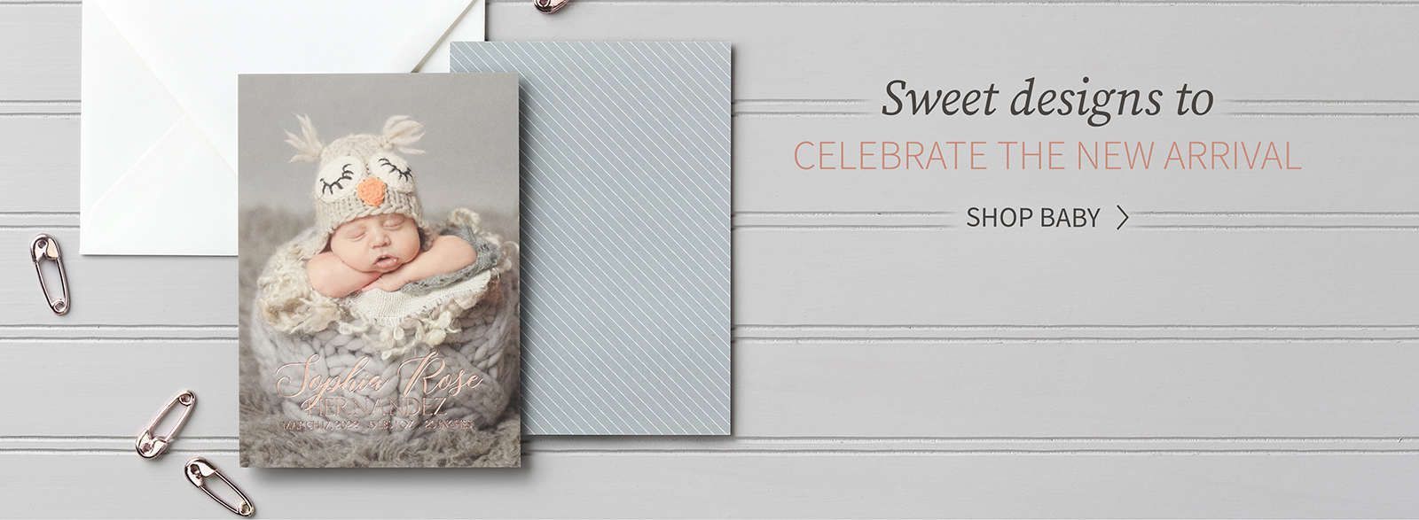 Sweet baby announcement cards with newborn photo design