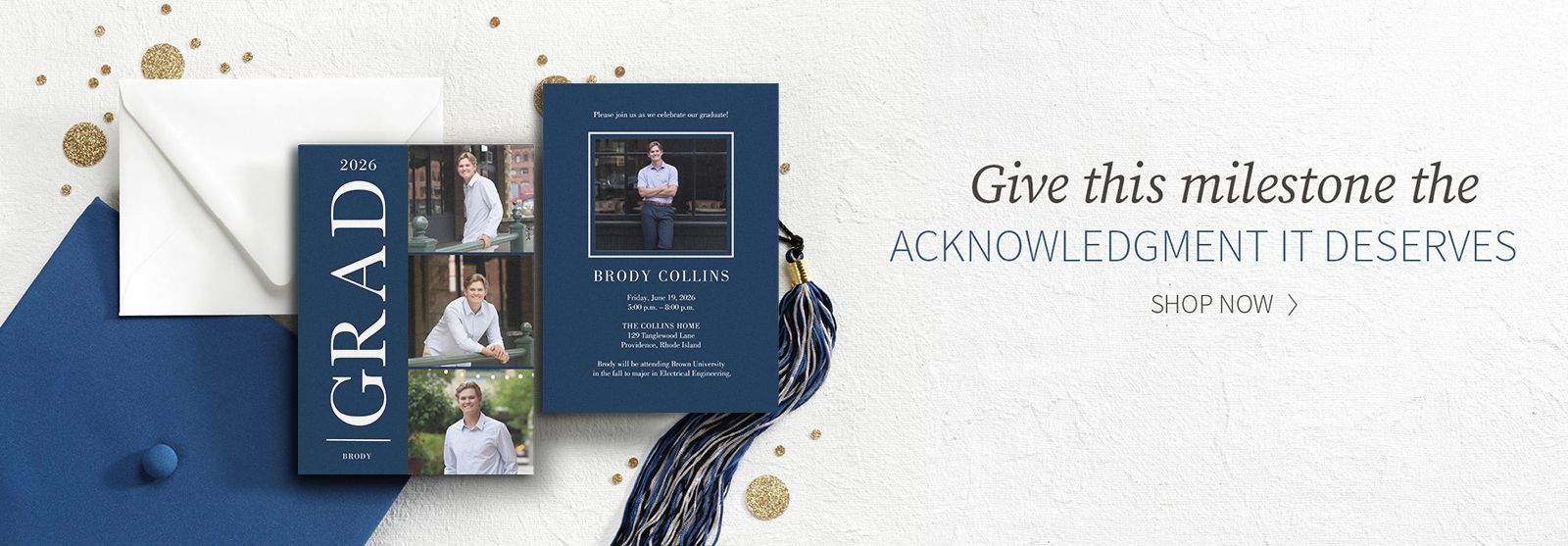 Graduation announcement cards with photo and acknowledgement designs
