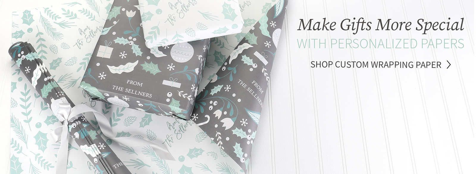 Personalized custom wrapping paper with holiday pattern