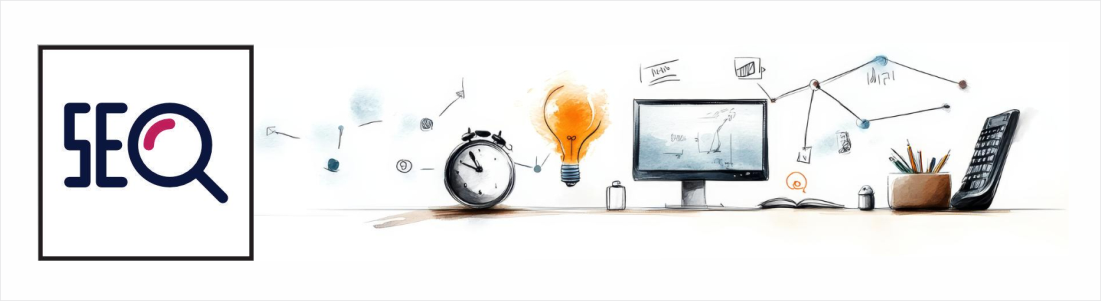 SEO concept illustration with lightbulb clock and computer monitor