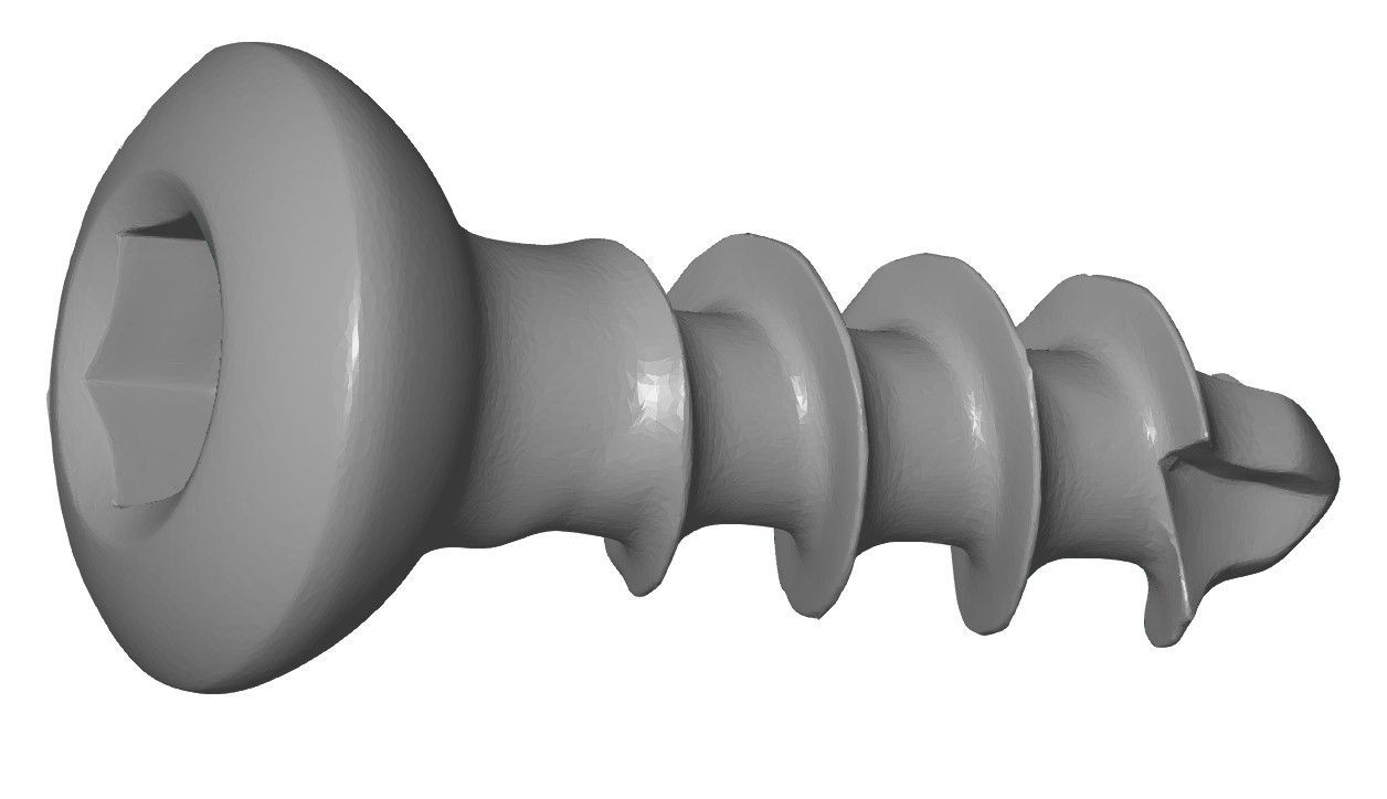Detail van de 3D-scan van chirurgische schroef