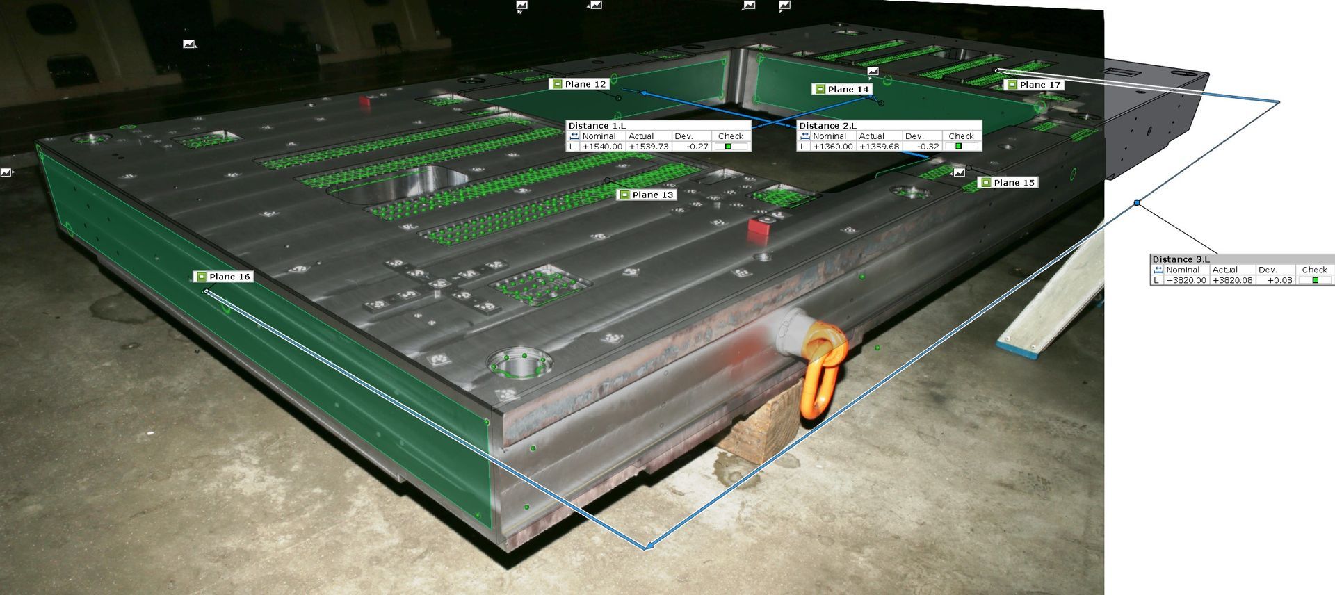 Lengte- en referentiemetingen met TRITOP (mobiel optisch CMM)