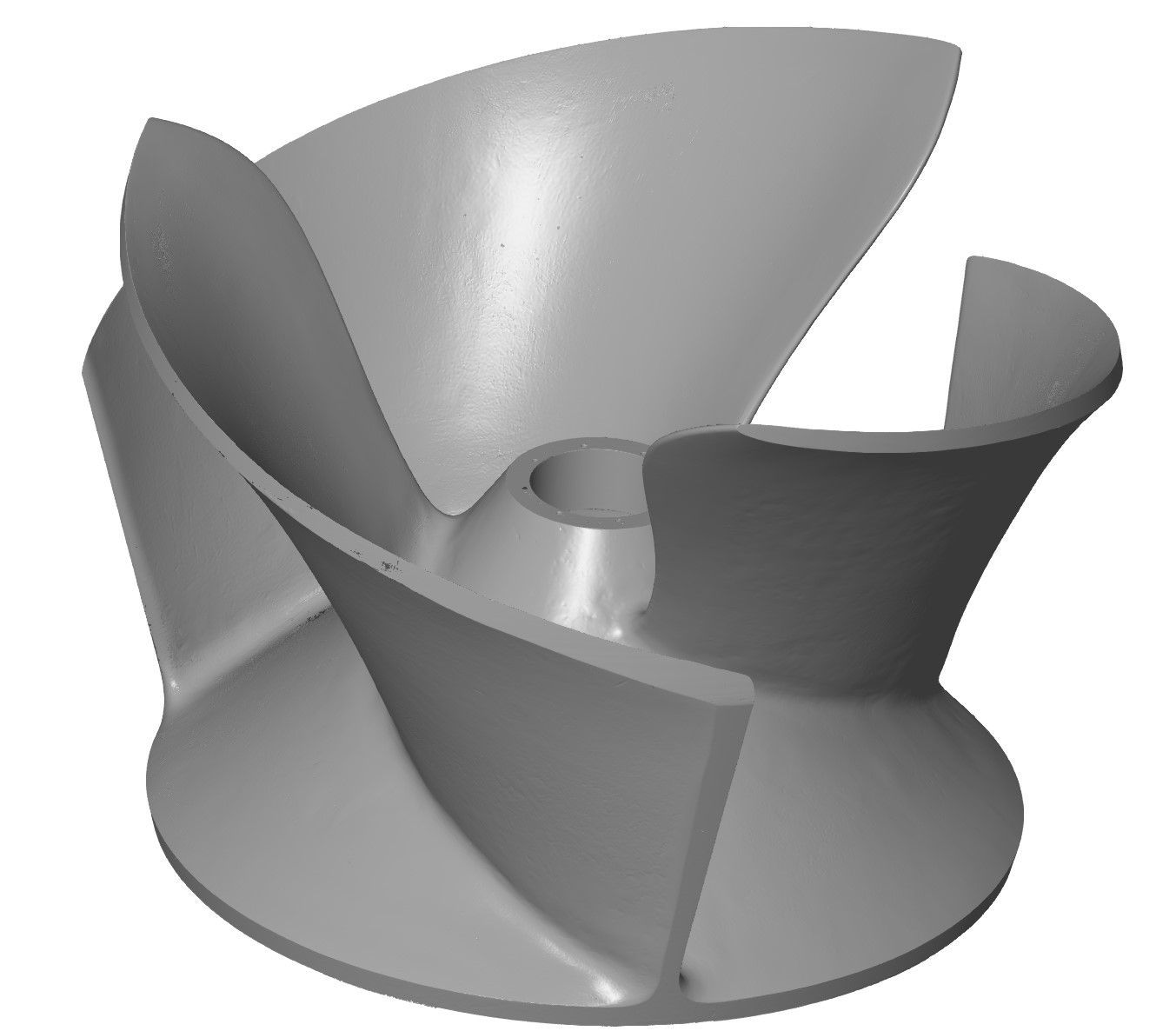 3D-meting van de afstand tussen een waaierblad en de theoretische zuigmond