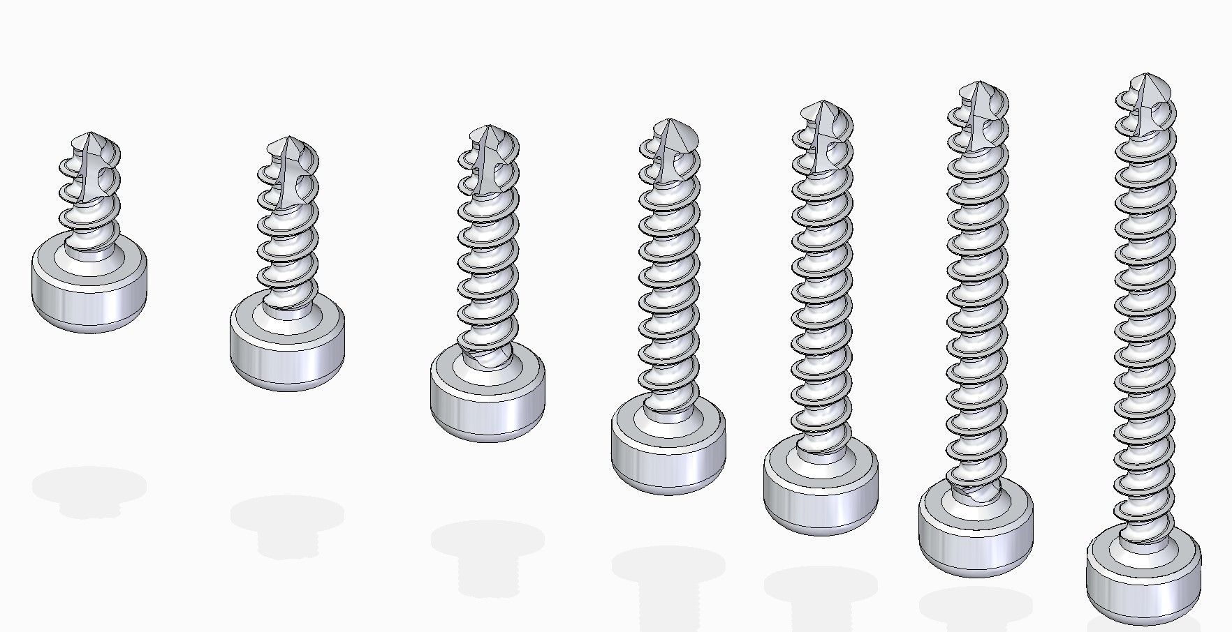 CAD-varianten van het nieuwe schroefontwerp